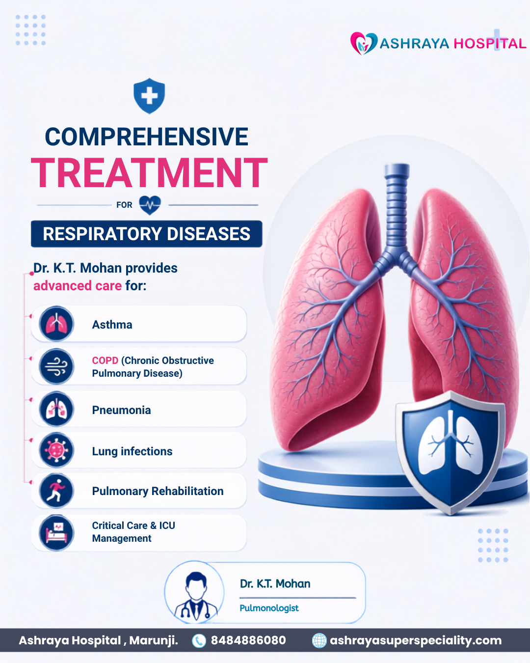 Dr. K.T Mohan , Pulmonologist Marunji, PCMC, Pune Pulmonary Hypertension Treatment, Pneumonia Treatment Hinjewadi, Nerhe Dr. K.T Mohan