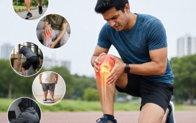 Young adult experiencing knee pain while exercising, highlighting common causes of knee pain and joint injuries.