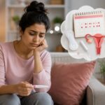 Woman consulting a gynecologist about irregular periods, menstrual cycle changes, and reproductive health concerns.