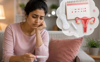 Woman consulting a gynecologist about irregular periods, menstrual cycle changes, and reproductive health concerns.