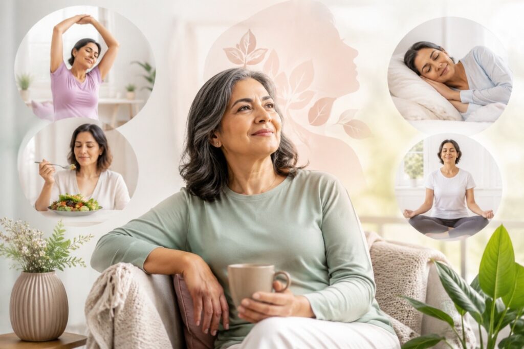 Middle-aged woman consulting a gynecologist for menopause symptoms and personalized treatment options.