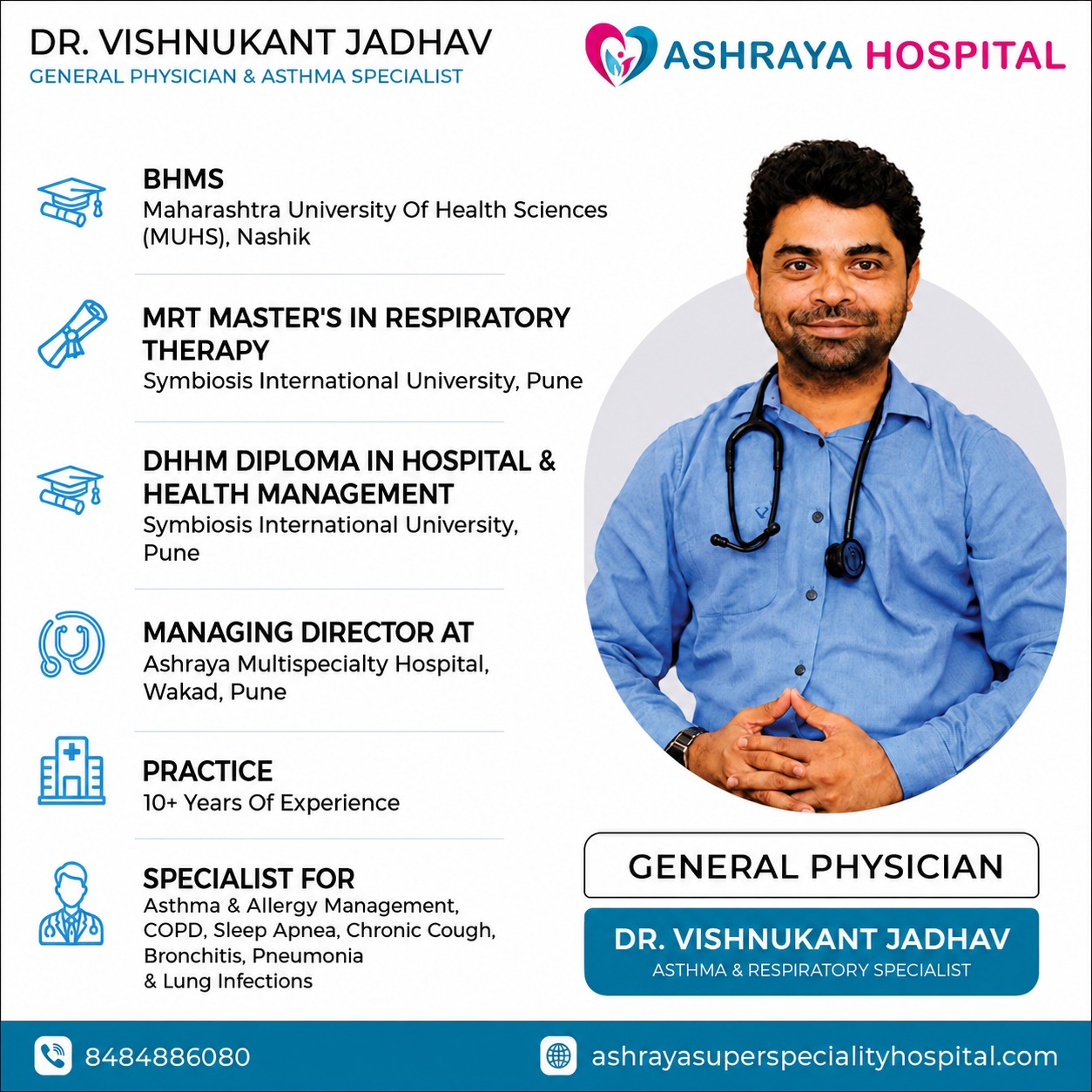 Dr. Vishnukant Jadhav , Asthma Doctor, Marunji, PCMC, Pune Asthma Treatment , COPD Treatment Hinjewadi, Nerhe Dr. Vishnukant Jadhav , Asthma Doctor